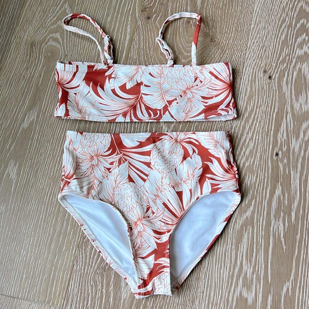Old Navy Girls Printed Bandeau Bikini Swim Set Top & Bottom  S Small 6-7 twins